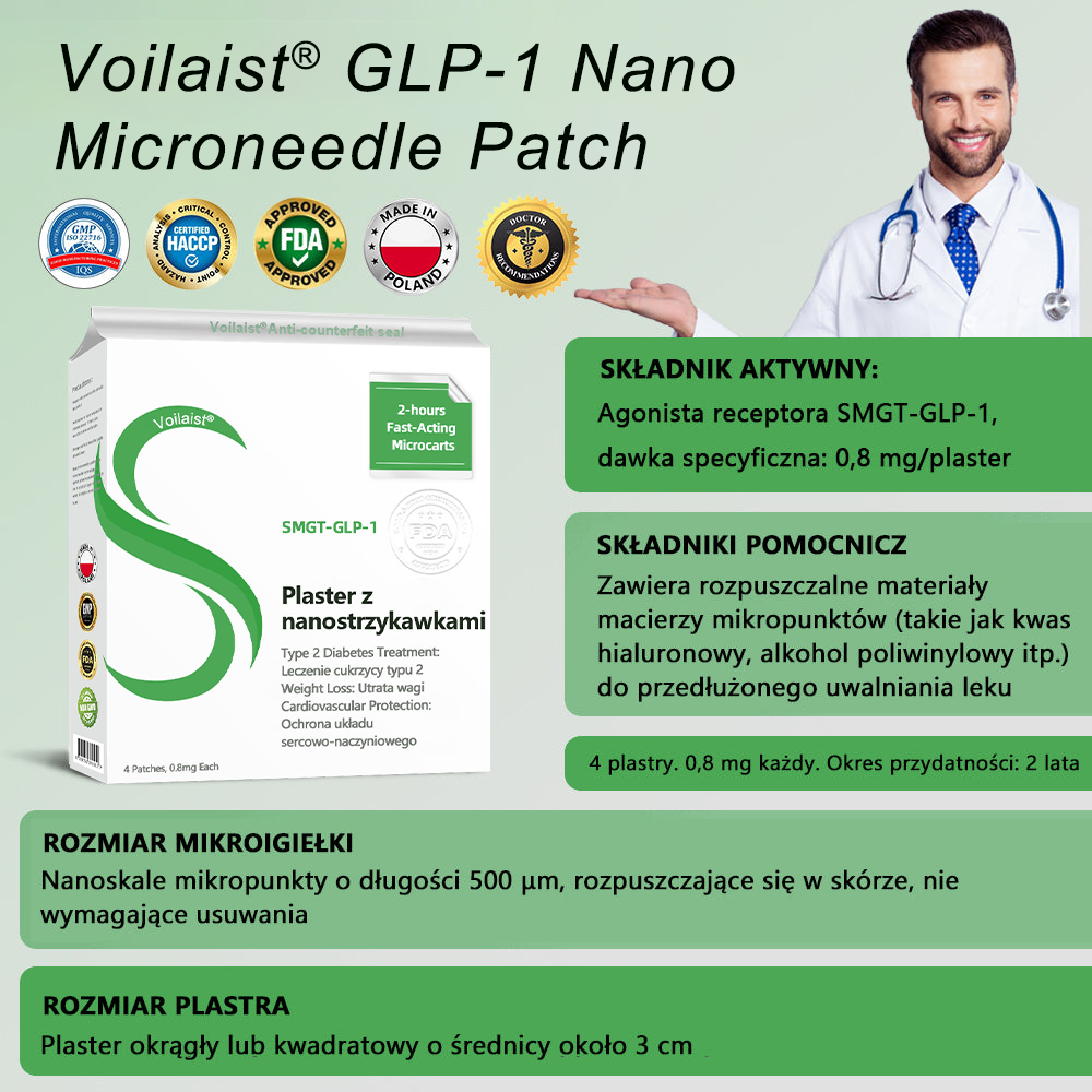 Voilaist® SMGT-GLP-1 Nano Microneedle Patch🍃Bezbolesny, długotrwały, zwalczający cukrzycę, otyłość i choroby układu krążenia