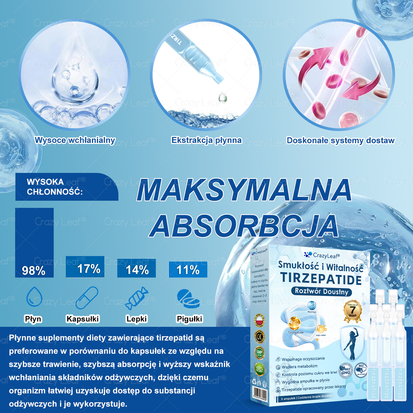 🔥CrazyLeaf® GLP-1 6 az 1-ben Fit & Vital Szájon át szedhető oldat – Napi egyszer, 7 nap alatt látható változás / Elhízás, szív- és érrendszeri egészség, cukorbetegség, alvási apnoe, bélrendszer egészsége, ízületi problémák és még sok más esetén