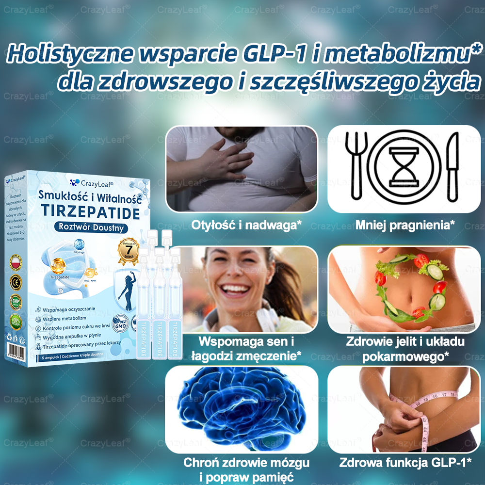 🔥CrazyLeaf® GLP-1 6 az 1-ben Fit & Vital Szájon át szedhető oldat – Napi egyszer, 7 nap alatt látható változás / Elhízás, szív- és érrendszeri egészség, cukorbetegség, alvási apnoe, bélrendszer egészsége, ízületi problémák és még sok más esetén