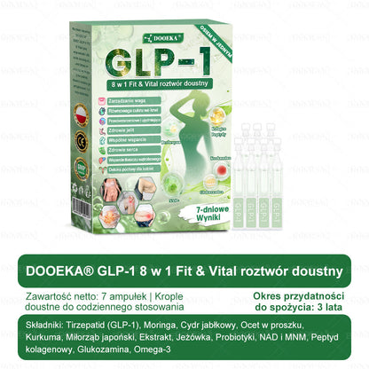 👨‍⚕‍DOOEKA® GLP-1 8 w 1 Fit & Vital roztwór doustny – Raz dziennie, widoczne zmiany w ciągu 7 dni / W przypadku otyłości, zdrowia serca i układu krążenia, cukrzycy, bezdechu sennego, zdrowia jelit, problemów ze stawami i wielu innych